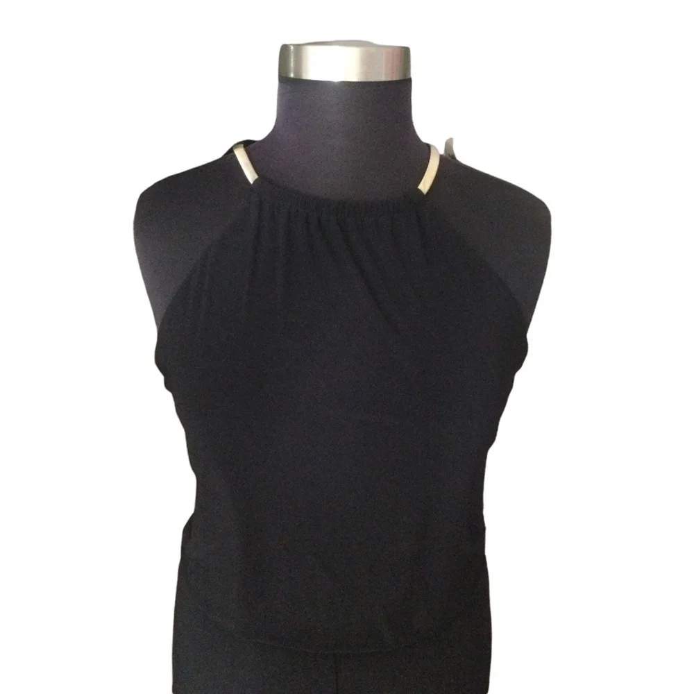 R & M Richard black Gold Chain Plus Size Jumpsuit